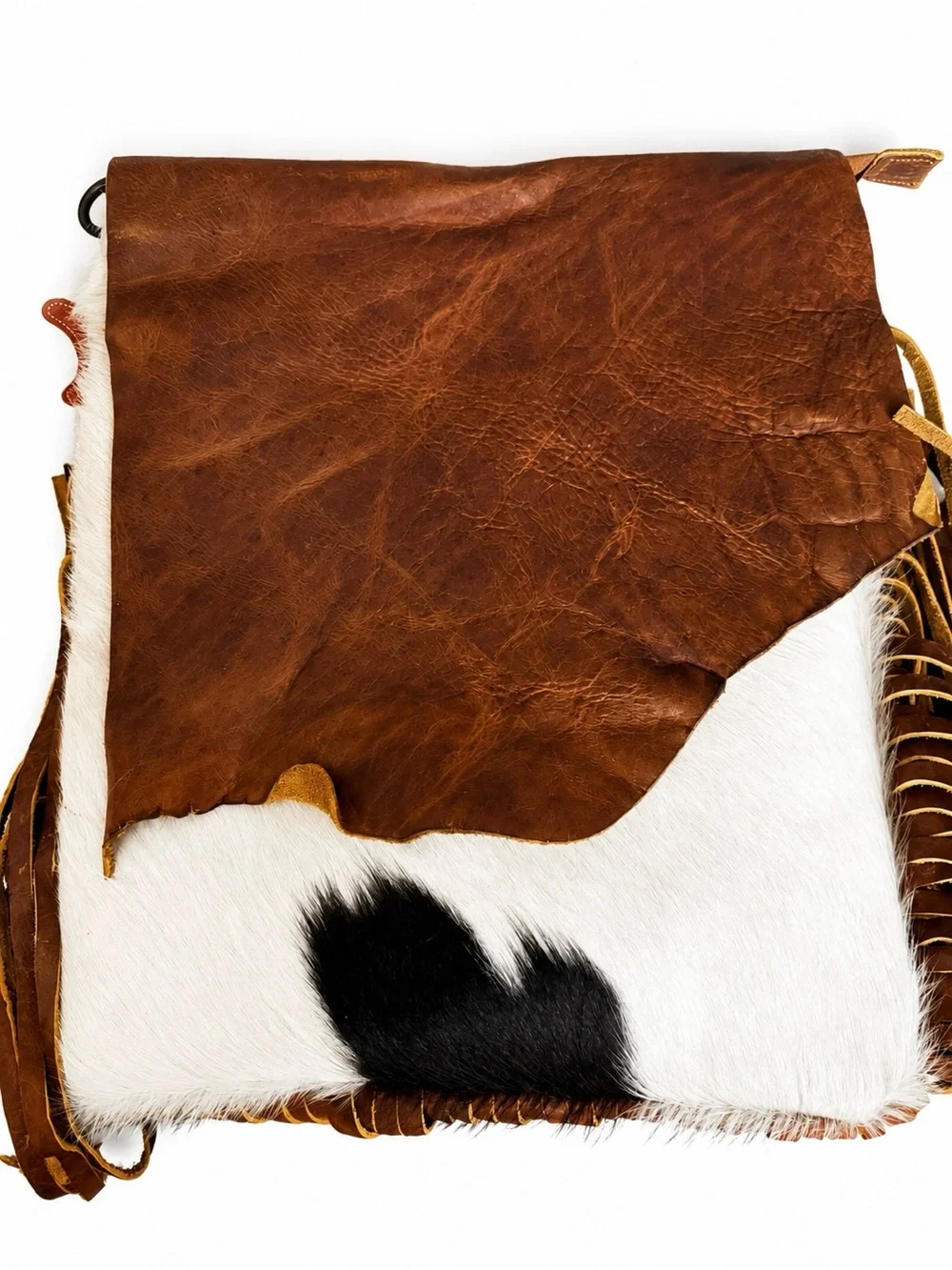 American Darling Hair-On Hide Leather Western Messenger Fringe Bag BNWT